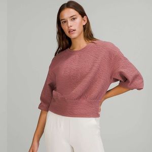 lululemon textured crew neck pullover in spiced chai